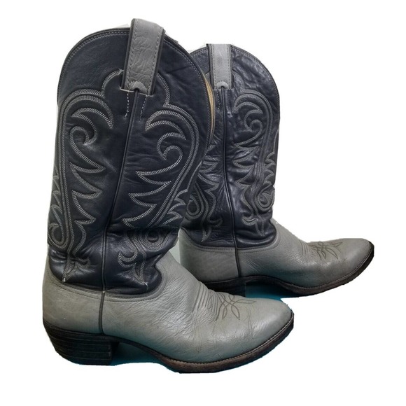 Justin Cowboy Boots 4909 Mens 8 1/2 D Black Leather
